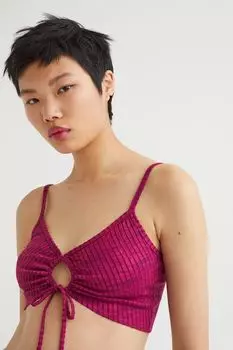 Короткий топ с вырезами H&M, слива пурпурная