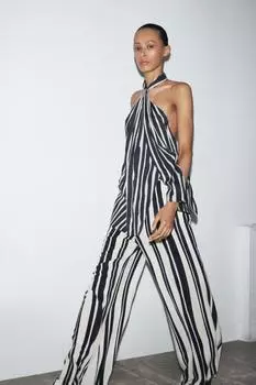Короткий топ в полоску ZARA, цвет striped