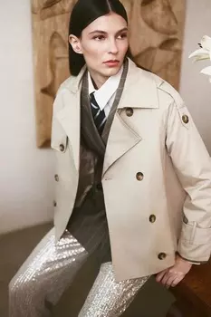 Короткий тренч Answear.Lab, бежевый