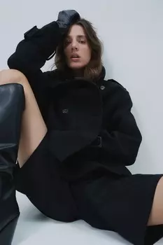 Короткий тренч H&M, черный