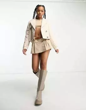 Короткий тренч Miss Selfridge светло-коричневого цвета