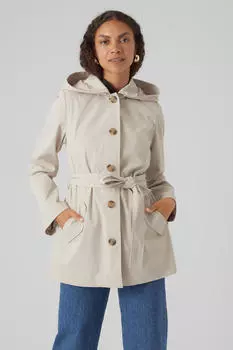 Короткий тренч с капюшоном Vero Moda, зеленый