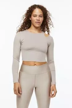 Короткий тренировочный топ H&amp;M, светло-бежевый