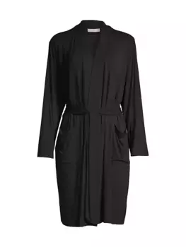 Короткий трикотажный халат Malibu с поясом Barefoot Dreams, черный