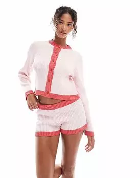 Короткий трикотажный комбинезон ASOS DESIGN красного и розового цветов
