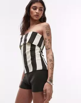 Короткий трикотажный комбинезон Topshop цвета хаки