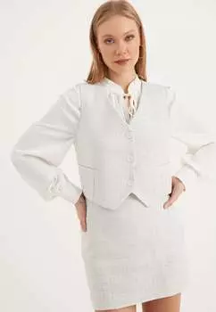 Короткий твидовый кардиган Herita, экрю