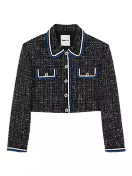 Короткий твидовый жакет Sandro, белый