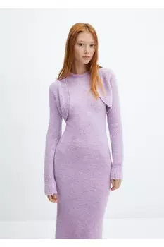 Короткий вязаный кардиган Mango, фиолетовый