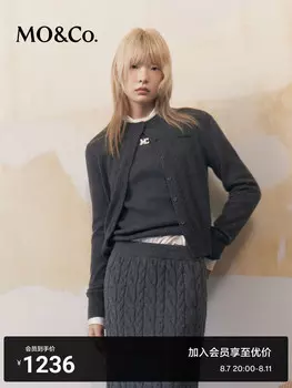 Короткий вязаный кардиган Moco с круглым вырезом в стиле ретро, черный