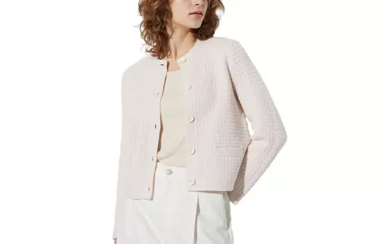 Короткий вязаный кардиган Uniqlo, молочно-белый