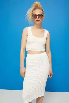 Короткий вязаный топ H&amp;M, белый
