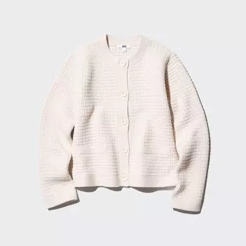 Короткий вязаный жакет UNIQLO, белый
