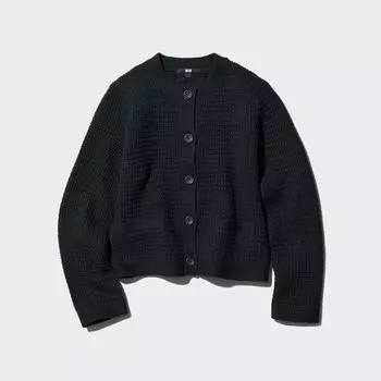 Короткий вязаный жакет UNIQLO, черный