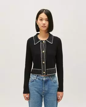 Короткий вязаный женский кардиган Claudie Pierlot, черный