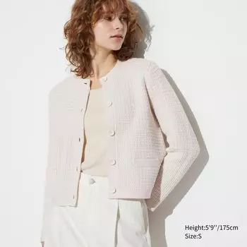 Короткий жакет-кардиган UNIQLO, белый