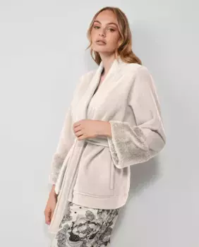 Короткий женский флисовый халат Gisela, бежевый