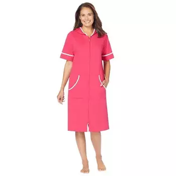Короткий женский халат из френч терри Dreams & Co. больших размеров, цвет Pink Burst