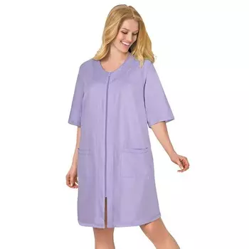 Короткий женский халат из френч терри на молнии спереди Dreams & Co. больших размеров, цвет Soft Iris