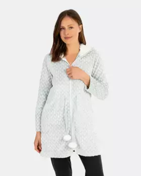 Короткий женский халат на молнии и с капюшоном Massana, зеленый