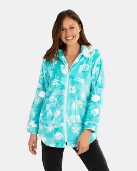 Короткий женский халат на молнии и с капюшоном Massana, синий