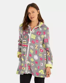 Короткий женский халат на молнии Massana, серый