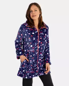 Короткий женский халат на молнии Massana, синий