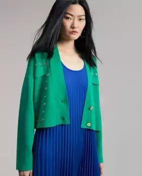 Короткий женский кардиган на пуговицах Lola Casademunt, зеленый