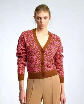 Короткий женский кардиган с монограммой Lola Casademunt, коричневый