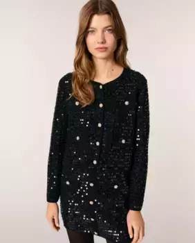 Короткий женский кардиган с пайетками Maje, черный