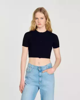 Короткий женский кардиган Sandro, черный