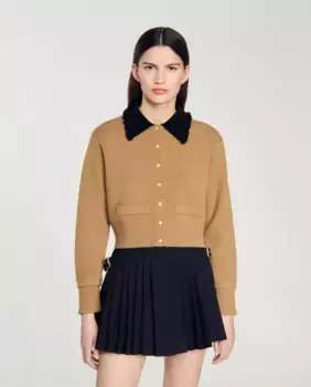Короткий женский кардиган Sandro, цвет Camel