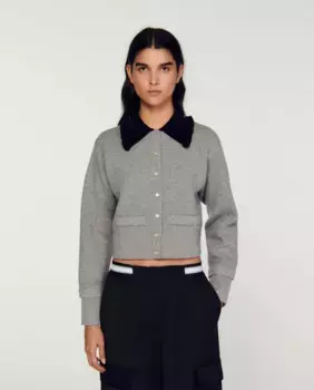 Короткий женский кардиган Sandro, серый