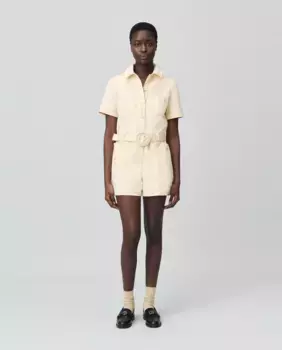 Короткий женский комбинезон с воротником-стойкой Claudie Pierlot, жёлтый