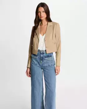 Короткий женский пиджак в полоску Morgan, бежевый