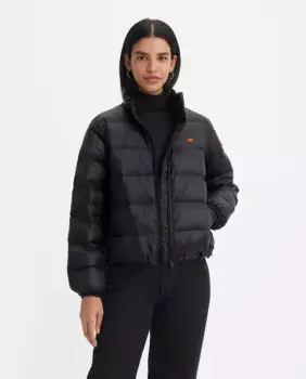 Короткий женский пуховик на молнии Levi's, черный