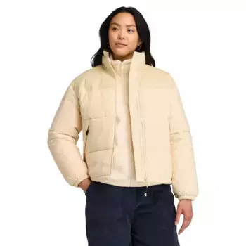 Короткий женский пуховик на молнии Timberland, бежевый
