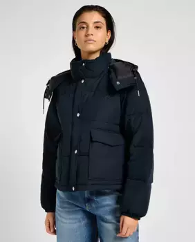 Короткий женский пуховик с капюшоном Lee, черный