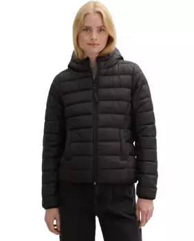 Короткий женский пуховик с капюшоном Tom Tailor, черный