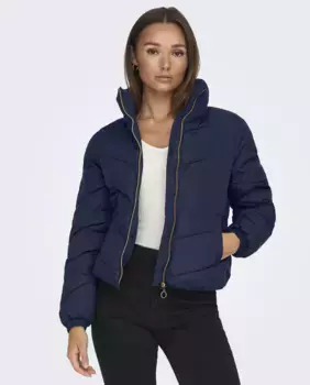 Короткий женский пуховик с высоким воротником jdy, темно-синий