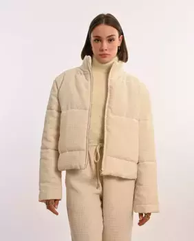 Короткий женский пуховик с застежкой-молнией Lili Sidonio, кремовый