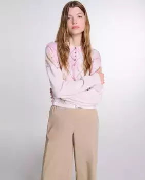 Короткий женский свитер из смесовой шерсти Maje, бежевый