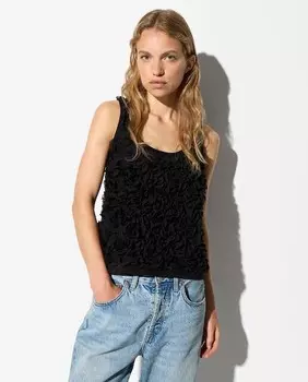 Короткий женский свитер с декоративнымими без рукавов Parfois, черный