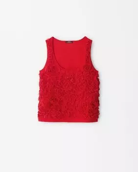 Короткий женский свитер с декоративнымими без рукавов Parfois, красный