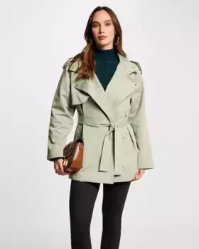Короткий женский тренч с поясом Morgan, светло-зеленый