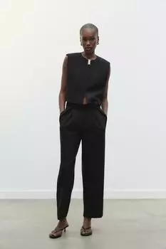 Короткий жилет с металлической застежкой ZARA, черный