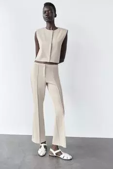 Короткий жилет с потайными пуговицами ZARA, песочный