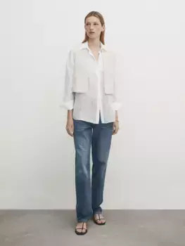 Короткий жилет с вышивкой Massimo Dutti, белый