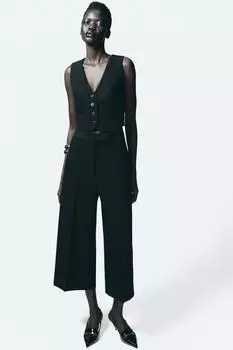 Короткий жилет, сшитый на заказ ZARA, черный