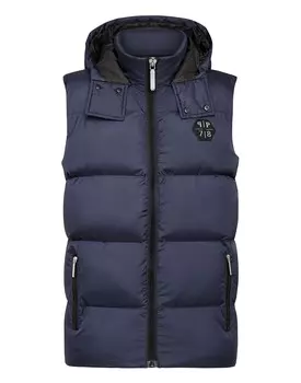 Короткий жилет узкого кроя Philipp Plein, темно-синий